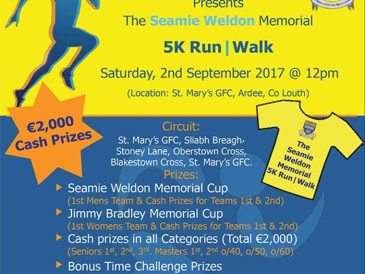 Registration for Ardee 2017 Seamie Weldon Memorial 5K Road Race closes today