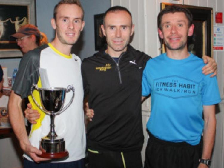 Blackrock Four Mile Road Race winners Mark Christie (1st), Gary O'Hanlon (2nd), Brian 'Figo' McCluskey (3rd)