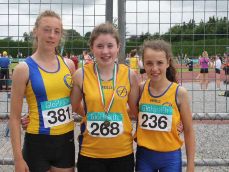 Blackrock AC athletes who performed so well at the AAI All Ireland Juvenile Track & Field Championships in Tullamore recently. L-R: Rebecca Carr, Shauna McMahon and Kelly Breen