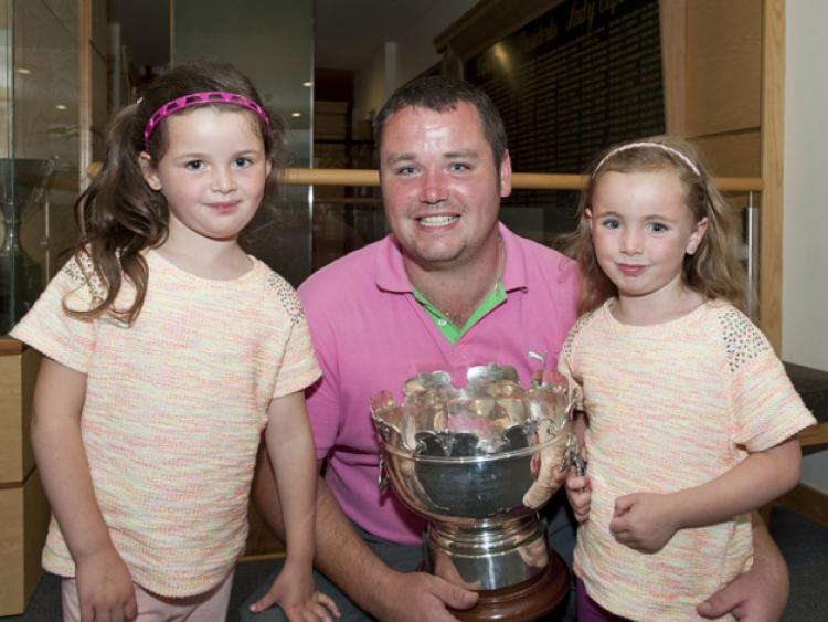 Dundalk Scratch Cup winner Aaron Grant pictured with his daughters Ali and Hanna.