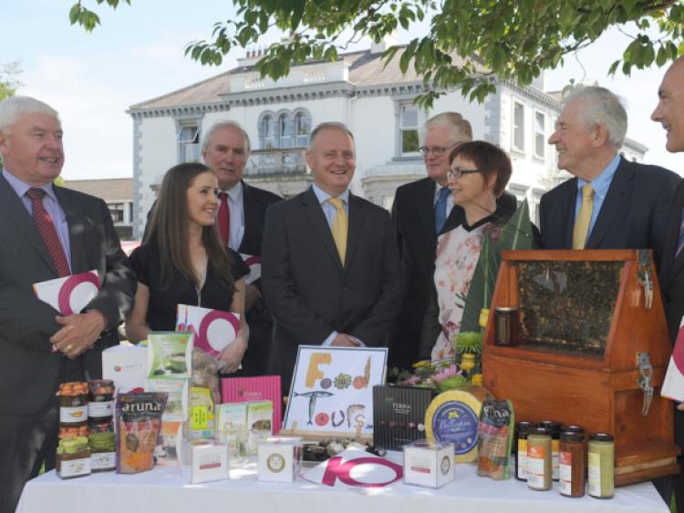 Jim Mulcahy (Left), Edel O'Mahony, Economic Forum, Michael McCabe, Louth Local Authority, Kevin Lane, CEO Irish Dairy Board, Cllr. Frank Maher, Chairman Louth County Development Board,  Anita Thomas, Oriel Food Group, Padraic White, Louth Economic Forum  and Michael Curran, Louth Local Authority at the launch of the "Agriculture Food and Fisheries Action Plan by Louth Economic Forum held in An Grianan.