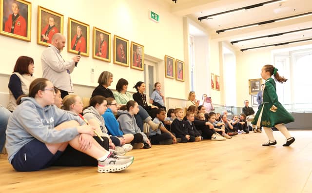 Lily McDonnell from St Brigid’s and St Patrick’s NS, Bóthar Brugha, performing at the Seachtain na Gaeilge event in the Civic Offices, Fair Street