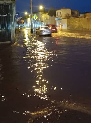The flooding on Quay Street this morning. Pic: Councillor Robert Nash Facebook