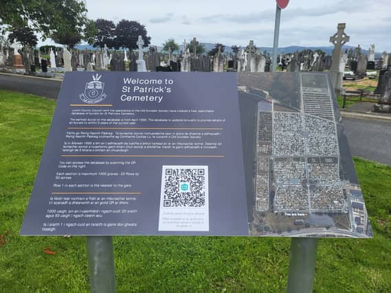 The sign at St Patrck's Cemetery at Dowdallshill