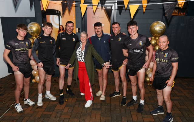 All tanned up. Niamh McCloskey with members of the GAA senior team - post tan. Picture credit: Noel Moan