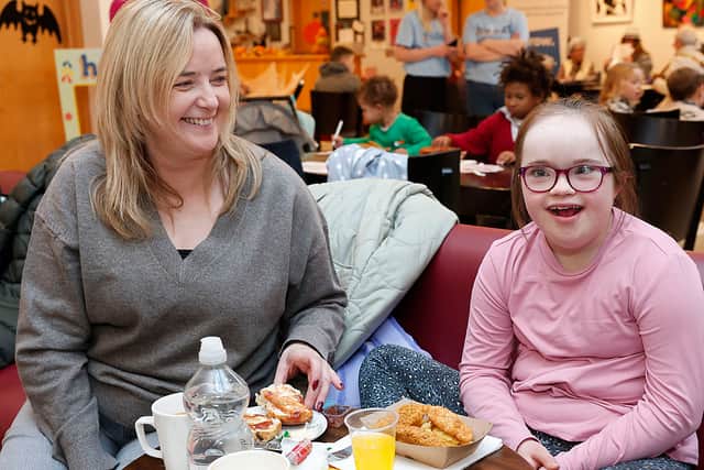 Below: Deirdre and Sadhbh at the launch at Íontas