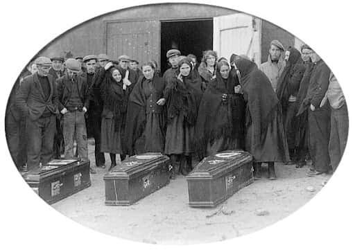 The nine bodies were laid out in the Lifeboat house at Rannagh in three rows of three – eight young men aged between 17 and 29 and that of Madgie Gallagher.