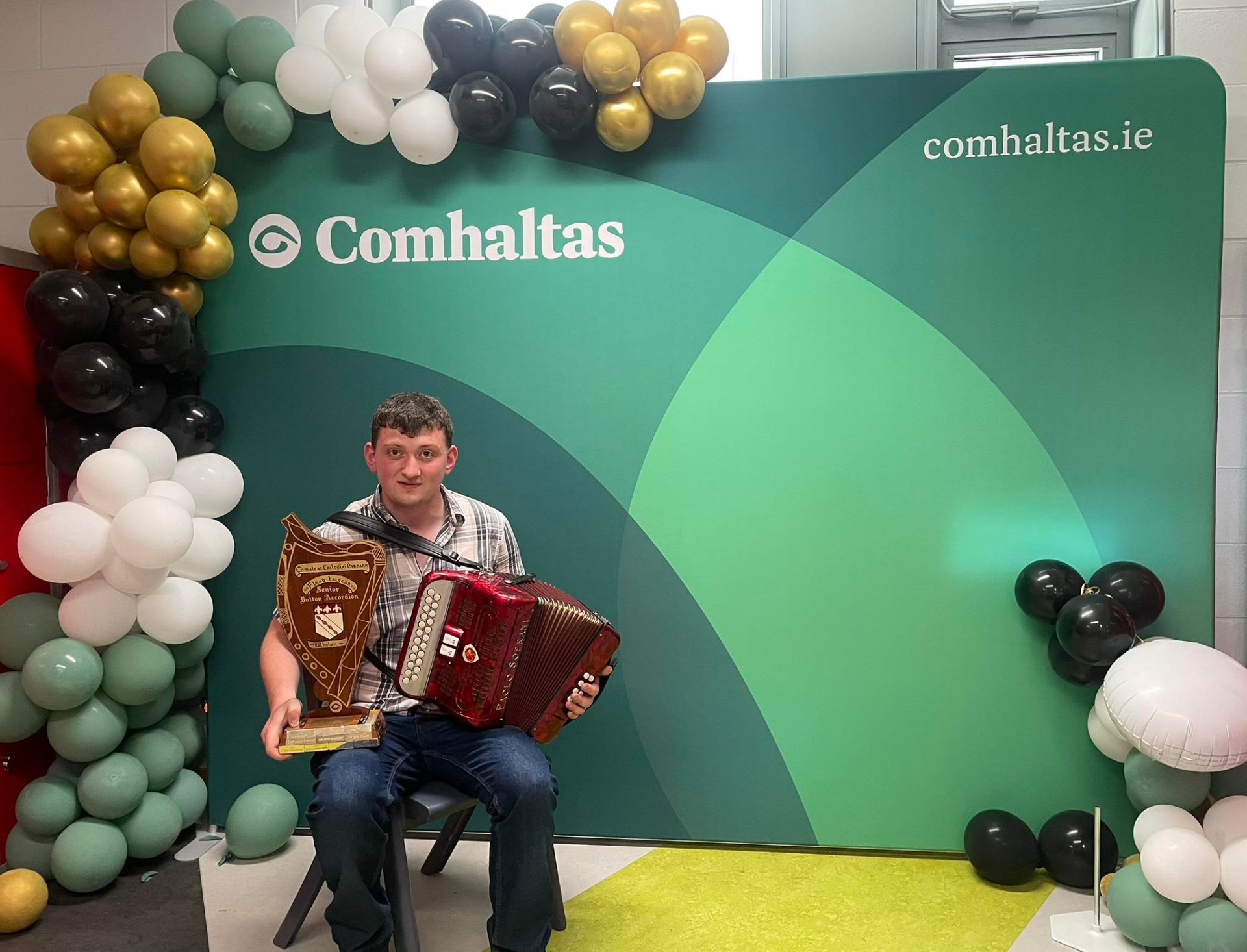 Darren Culliney with his trophy for the Senior Button Accordian