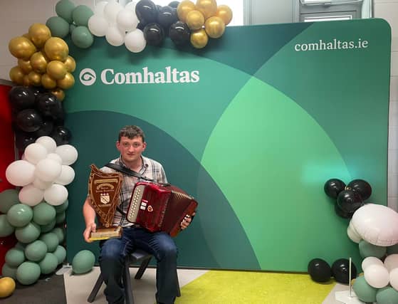 Darren Culliney with his trophy for the Senior Button Accordian