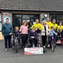 The Louth Disability Cycling Club with Bellurgan  NS teachers and students, councillors Antóin Watters, Fiona Mhic Conchoille & Ruairí O Murchú