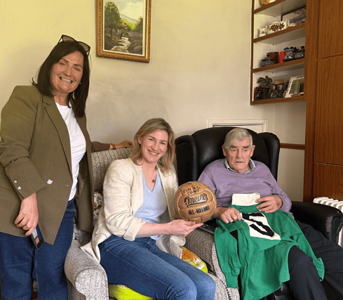 MEP Nina Carberry and Cllr Dolores Minogue with All-Ireland winner Patsy Coleman