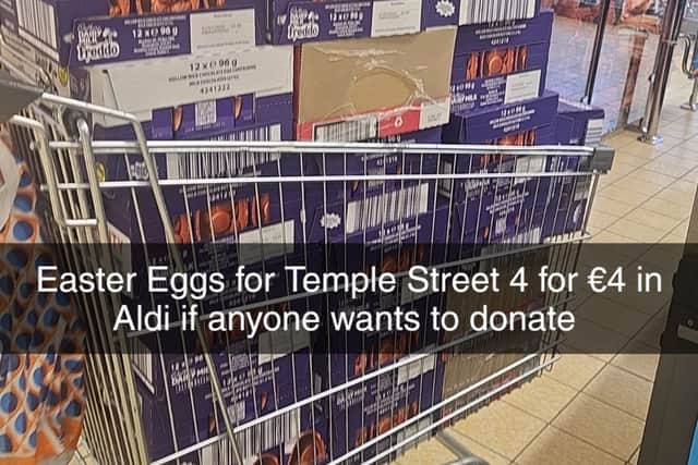 Close to a month later, numerous people from the sisters’ home town of Ballymun, a suburb in Dublin, as well as those further afield have sent them donations through Revolut or dropped Easter eggs off at Nan’s Centra & Off Licence, the shop where their father Thomas Metcalfe works as a delivery driver.