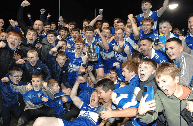 Dundalk Gaels celebrate their IFC win over Hunterstown in Darver. Picture by Arthur Kinahan
