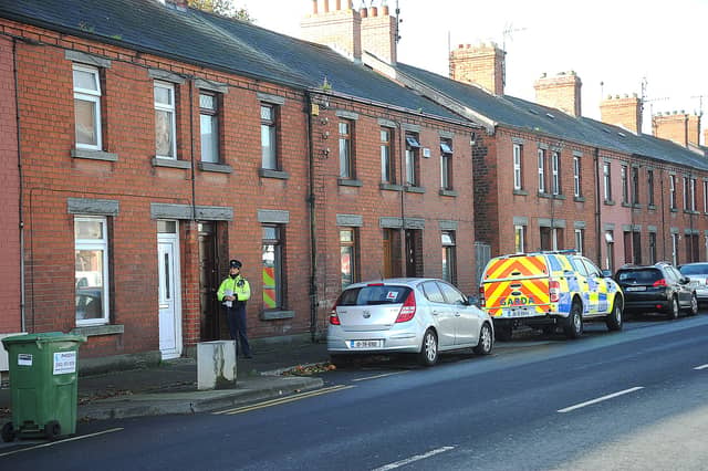 Gardai are searching a house on Emer Terrace. All Photos: Arthur Kinahan