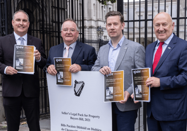 Keith Duffy, MD DNG Duffy and IPAV, Board member, with (l-r) Marc MacSharry TD; Fintan Sullivan, MD Sullivan Property Consultants Drogheda and Pat Davitt, IPAV Chief Executive (Photo -Paul Sherwood)