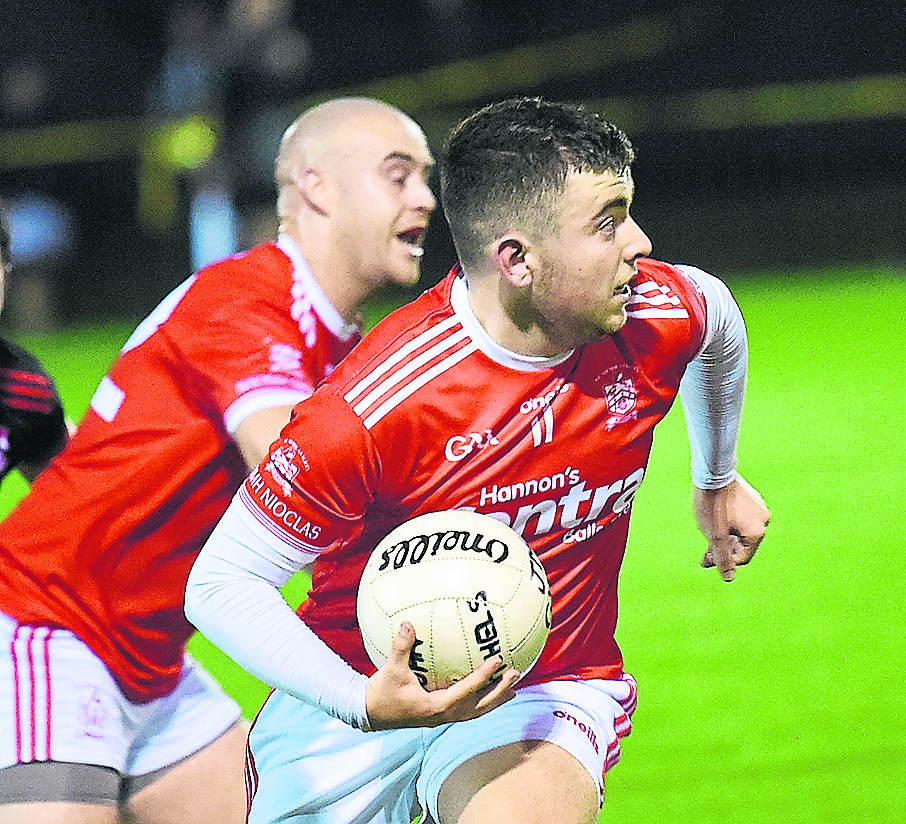 Padraic Downey leading a St. Nicholas attack. Picture by Arthur Kinahan