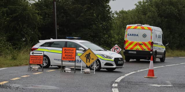 Gardai at the scene of the fatal collision. (North West Newspix)