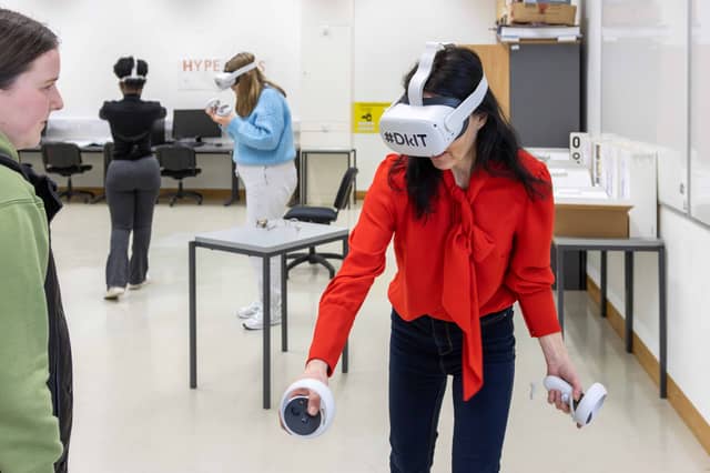 Girls taking part in immersive tech event