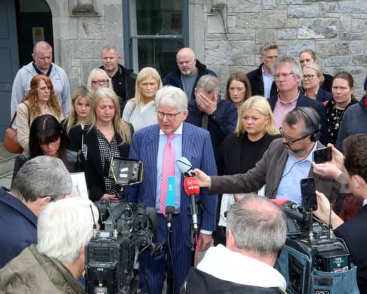 Aoife Johnston's family speaking to press following the four-day inquest ay Kilmallock Courthouse | PICTURE: Brendan Gleeson
