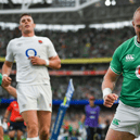 Keith Earls celebrates scoring a try on his 100th cap for Ireland at the Aviva Stadium this summer