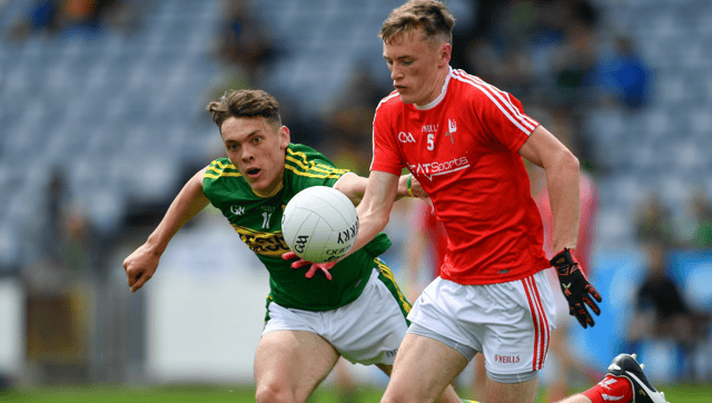 Leonard Gray of Louth in action against David Clifford of Kerry during the 2017 Electric Ireland All-Ireland Minor Championship Quarter-Final. (Picture: Sam Barnes/Sportsfile)