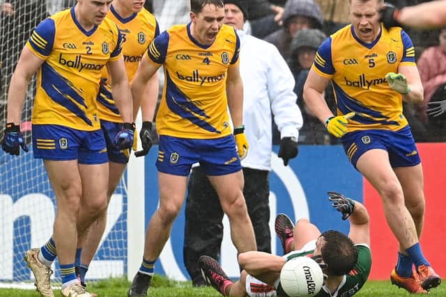 A hard working and highly disciplined defensive display was the key to the Rossie's victory, as was two first half goals. In the end they ran out 2-8 to 0-10 winners.