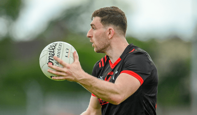 Sam Mulroy in action for Louth during their All Ireland Championship Group 1 clash with Cork in Navan last Saturday. (Picture: Arthur Kinahan)