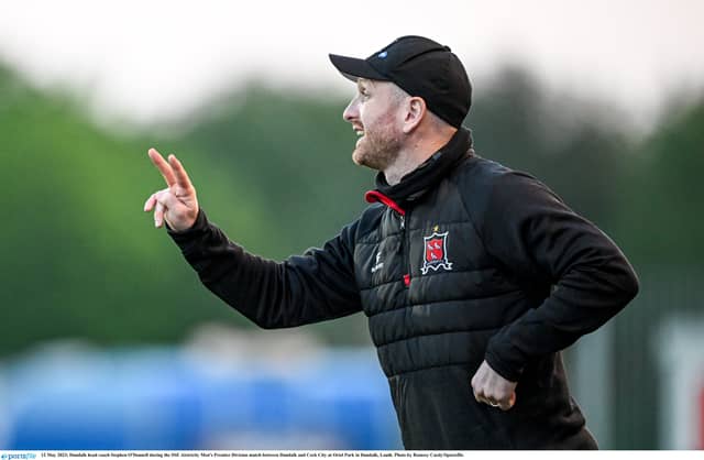 Dundalk head coach Stephen O'Donnell during the SSE Airtricity Men's Premier Division match between Dundalk and Cork City at Oriel Park. (Picture: Sportsfile)