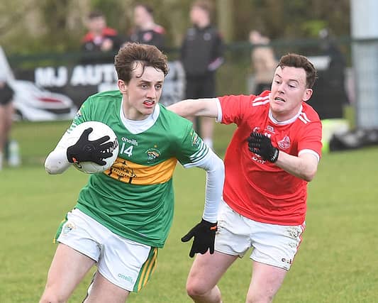 Terence Kelly in action for Sean O'Mahonys against St Brides. He bagged three points as the Dundalk side fought back to win in Knockbridge. (Picture: Arthur Kinahan)