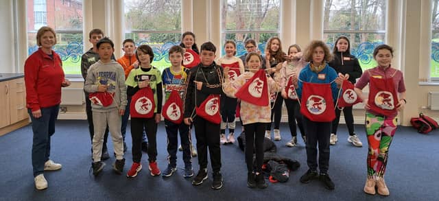 Students from CBS primary school, Dún Dealgan National School, Scoil Mhuire Gan Smál and Gaelscoil Dhún Dealgan at the Easter Camp at Gaelcholáiste Dhún Dealgan