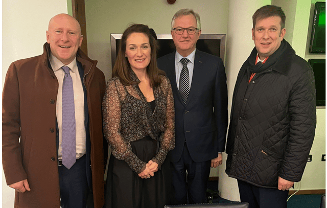 Donal O'Keeffe, Chief Executive of the Licensed Vintners Association, Senator Erin McGreehan, Tim Fenn, CEO of the Irish Hotels Federation, Adrian Cummins, CEO of Restaurants Association of Ireland