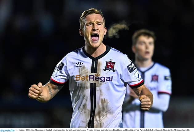 John Mountney of Dundalk celebrates after the SSE Airtricity League Premier Division match between Finn Harps and Dundalk at Finn Park, Ballybofey. (Pic: Sportsfile)