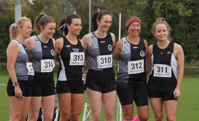 The North East Runners AC Ladies team that took the team Gold at the Louth Cross Country Championships at the Louth GAA Centre of Excellence in Darver