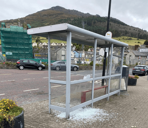 The vandalised bus shelter in Carlingford (Photo: Cllr Antóin Watters)