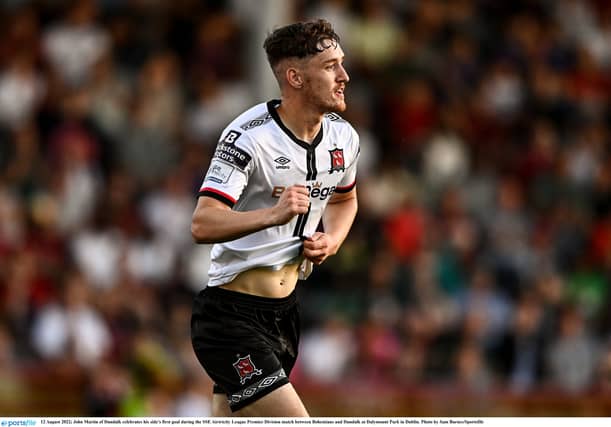 John Martin celebrates his side's first goal during the SSE Airtricity League Premier Division match between Bohemians and Dundalk at Dalymount Park. (Pic: Sportsfile)