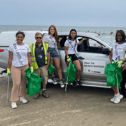 Miss Louth Maiya McGonagle, Miss Meath Aine Duff, Miss Navan Anna Clarke and and Miss Dublin West Britney Madondo, with beach wardens Des O'Hanlon and Mary Lou Murray