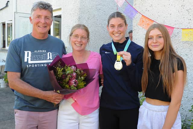 Her proud parents Michael and Valerie, sister Maeve and grandma Madeline Corcoran beamed as Kate celebrated her amazing achievement.