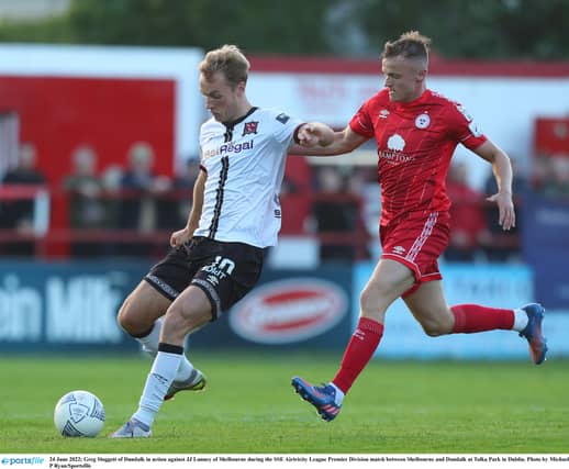Greg Sloggett in action against Shelbourne at Tolka Park. (Photo by Michael P Ryan/Sportsfile)