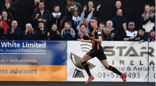 Daniel Kelly of Dundalk celebrates after scoring Photo by Ben McShane/Sportsfile