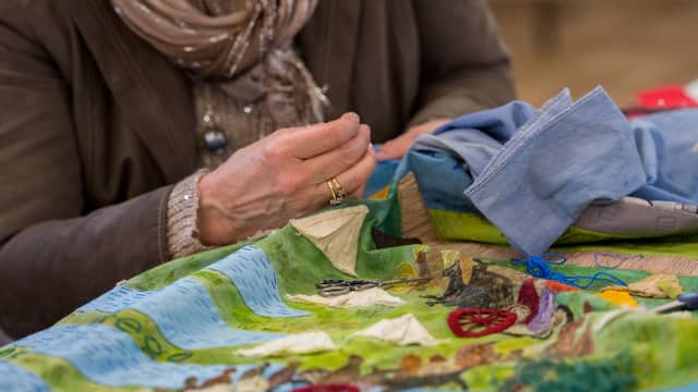 Trish Ryding Sewing Longford Panel - Photo by Sean McMahon