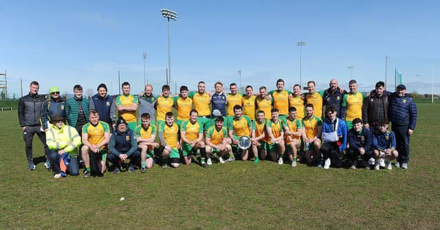 Stabannon Parnells celebrate with the Kevin Mullen Plate after Sunday's final in Darver. (Pic: Arthur Kinahan)
