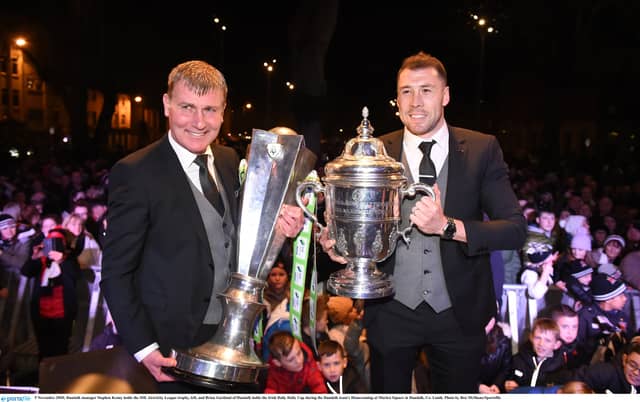 Brian Gartland and Stephen Kenny at a Homecoming event in Dundalk. (Pic: Sportsfile)