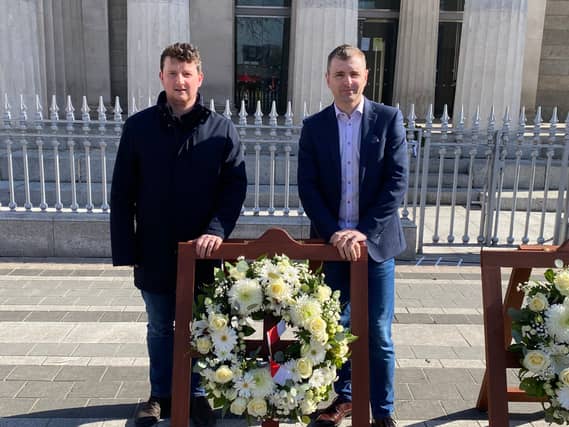 Cllr Antóin Watters and Ruairí Ó Murchú TD at the event at the courthouse on Sunday