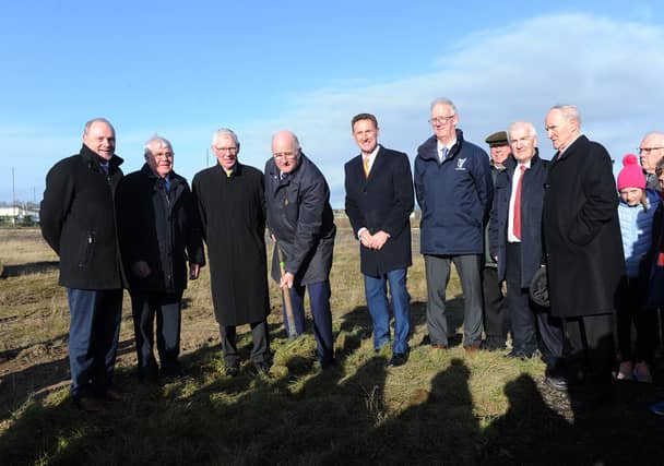 Then GAA President John Horan turning the sod on the new Louth County Grounds in DKIT last year. (Pic: Arthur Kinahan)