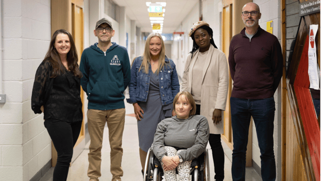 Photo Credits LtoR Johdi Quinn, Tony Carolan Student, Maeve Harkin, Louth LEADER Partnership. Mary Aylward Student, Elizabeth Awosanya Student, Dr. Brian Boyd, DkIT.