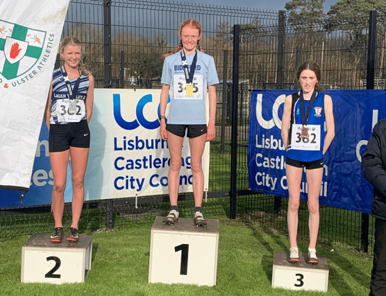 Dearbhla Allen on the podium at the Northern Ireland International event in Belfast