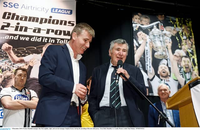 Former Dundalk and Derry City managers Stephen Kenny and Jim Mcloughlin. The duo led both clubs to great success during their respective tenures in charge. (Credit: Sportsfile)