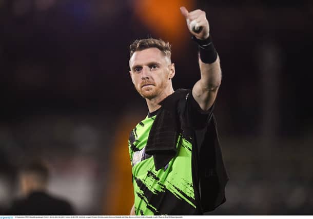 Peter Cherrie acknowledges the crowd following a recent victory over Sligo Rovers in Oriel Park. (Pic: Sportsfile)
