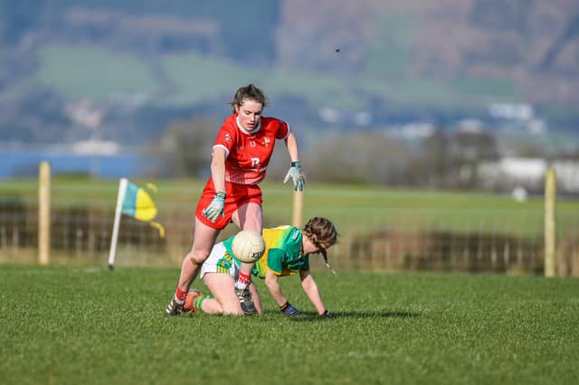Niamh Rice struck eight points as Louth shot to the top of Division Four following Sunday’s victory over previously undefeated Leitrim in Cooley. (Pic: Warren Matthews)