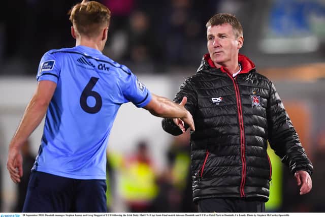 Their run, which included a surprise win over Waterford, was ended by Dundalk, yet Sloggett and co emerged with much credit on a night where just Patrick McEleney’s stunner split the sides.